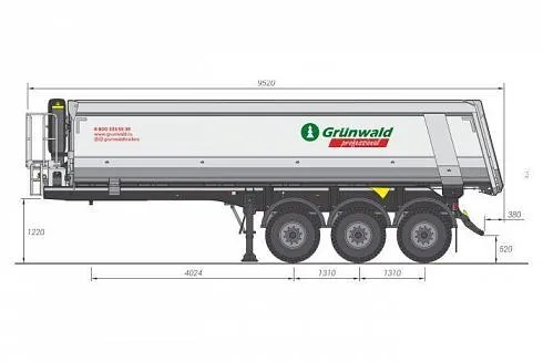 Самосвальный полуприцеп Grunwald Gr.Ti31-SH-SI-1220 с кузовом 31 куб. м