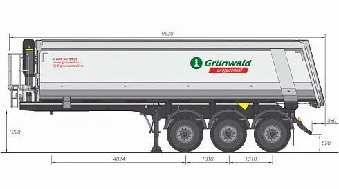 Самосвальный полуприцеп Grunwald Gr.Ti34-SH-SI-1220 с кузовом 34 куб. м