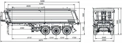 Самосвальный полуприцеп РИАТ 924900-33H2 с кузовом 33 куб. м